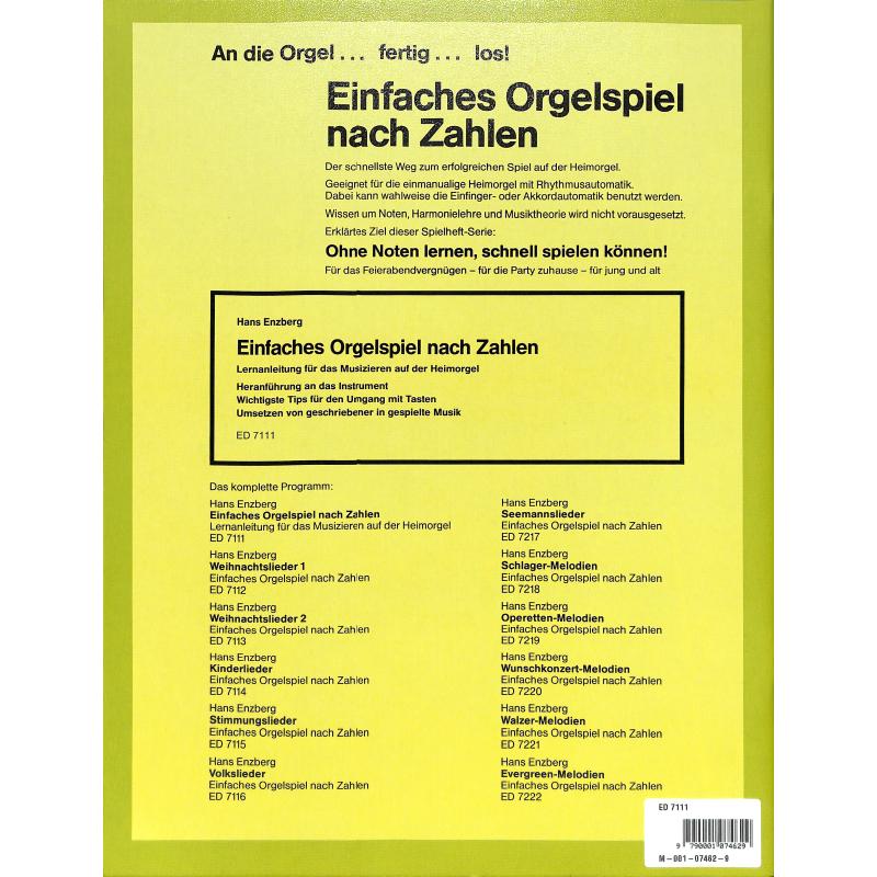 Einfaches Orgelspiel nach Zahlen