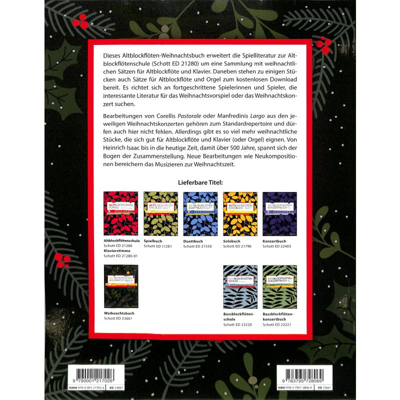 Altblockflöten Weihnachtsbuch