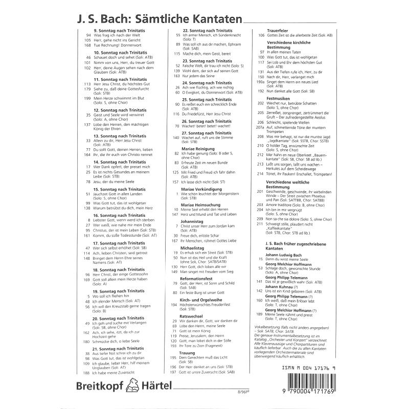 Kantate 22 Jesus nahm zu sich die Zwölfe BWV 22
