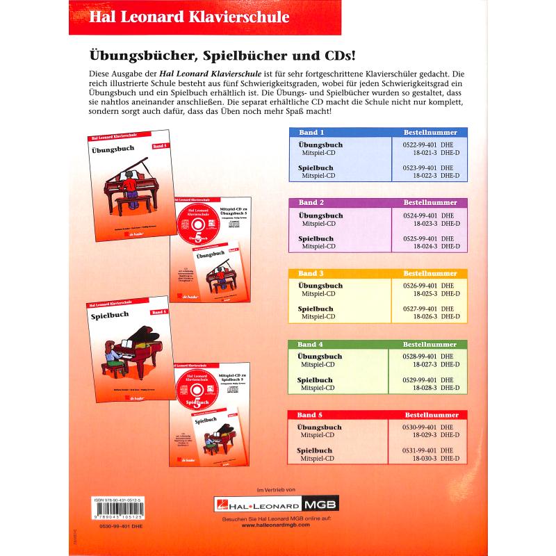 Übungsbuch 5 Hal Leonard Klavierschule