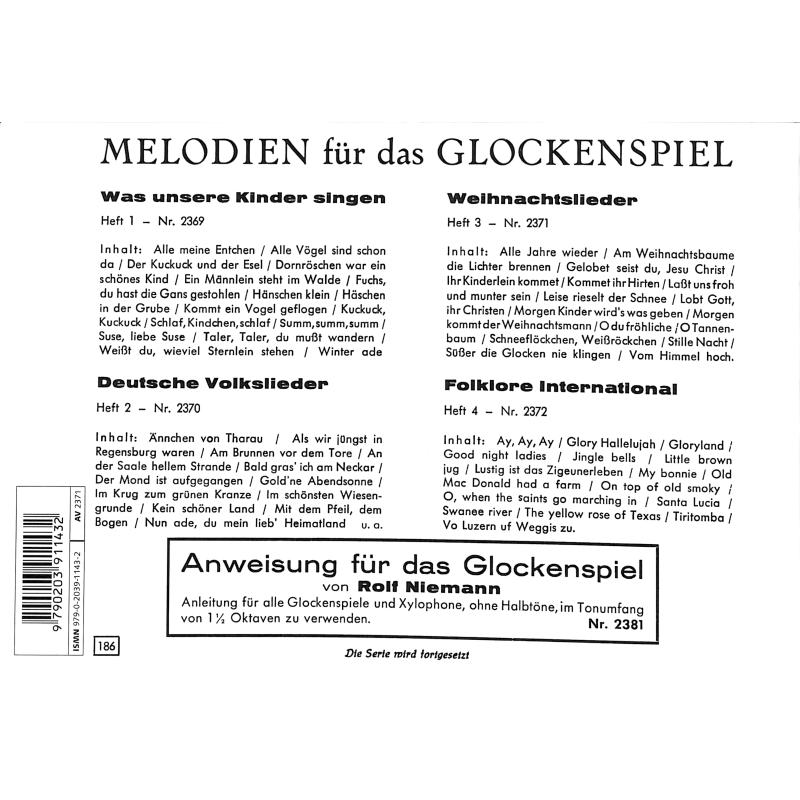 Melodien für das Glockenspiel 3 - Weihnachtslieder