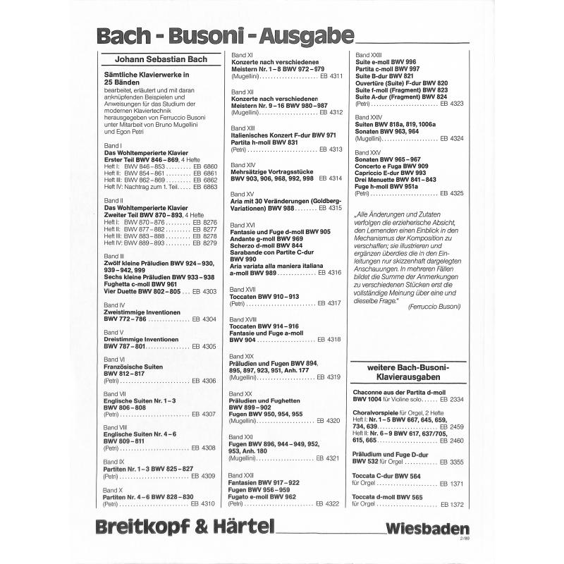 Englische Suiten 4-6 BWV 809-811