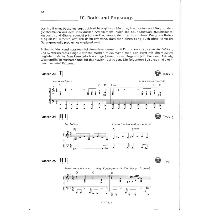 Song playing - patterns for piano