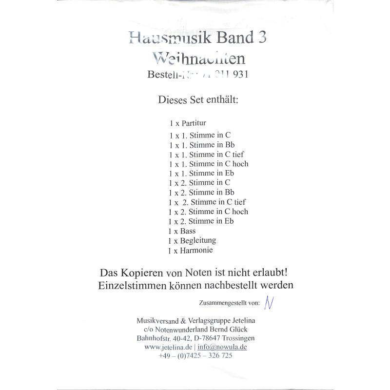 Hausmusik 3 - Weihnachten