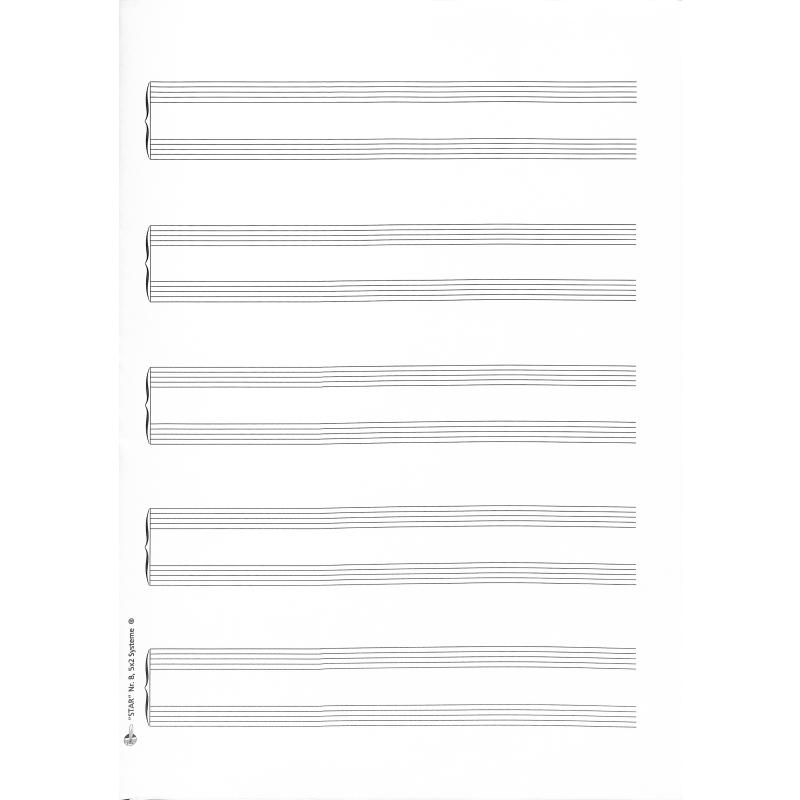 5 Bogen Notenpapier A4 hoch