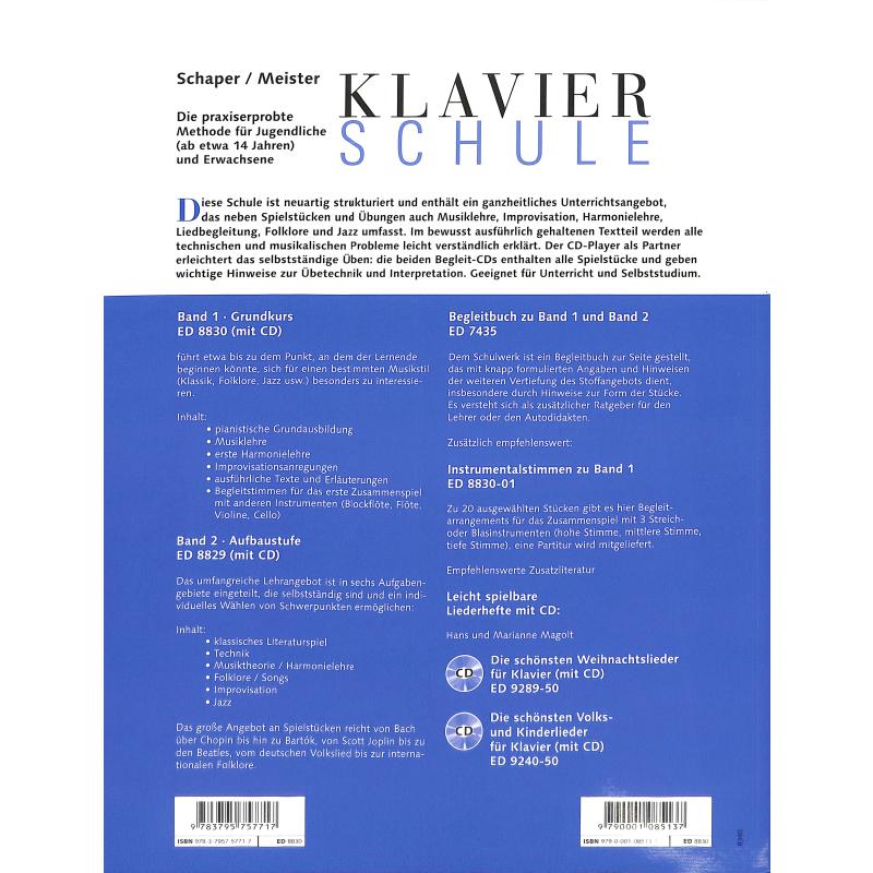 Klavierschule für Erwachsene 1 - Grundstufe