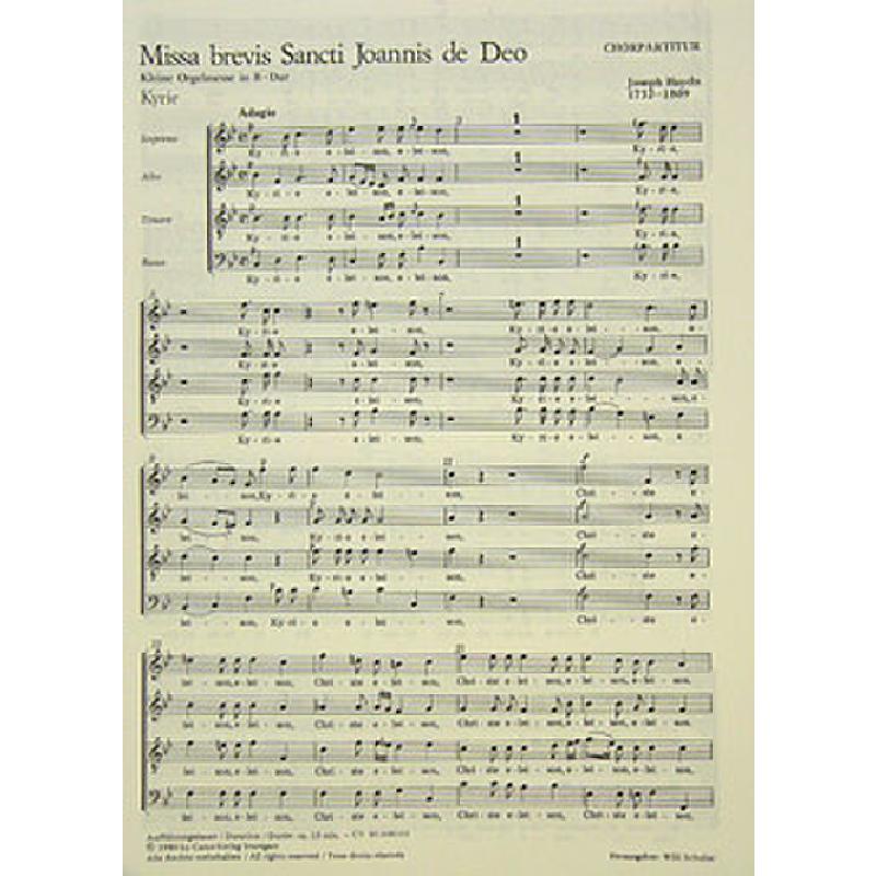 Missa brevis B-Dur Sancti Johannis de deo Hob 22/7