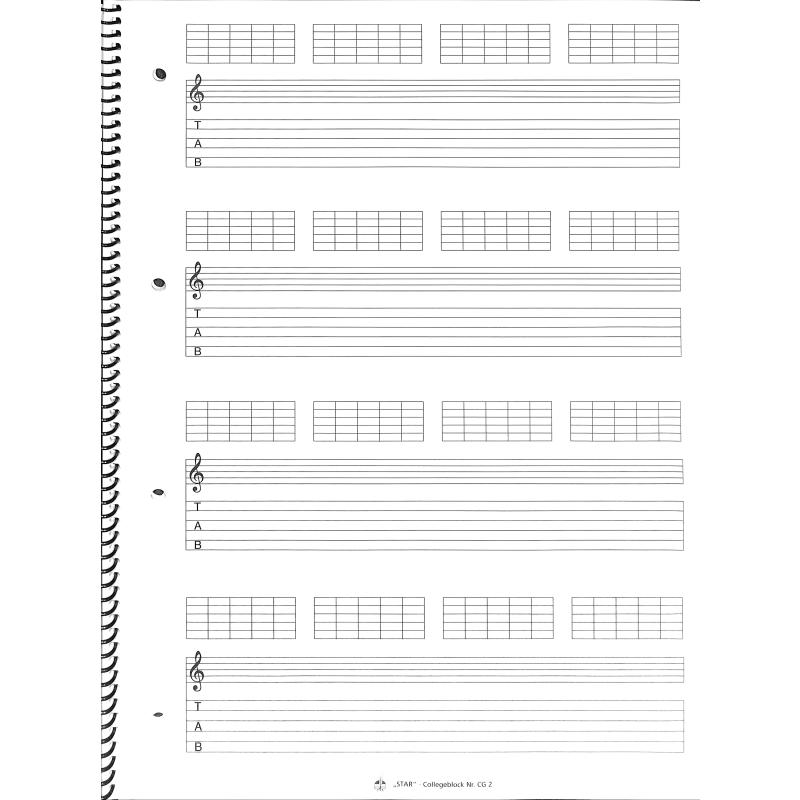 Notenblock Collegeblock für Gitarre Tabulatur 100 Seiten