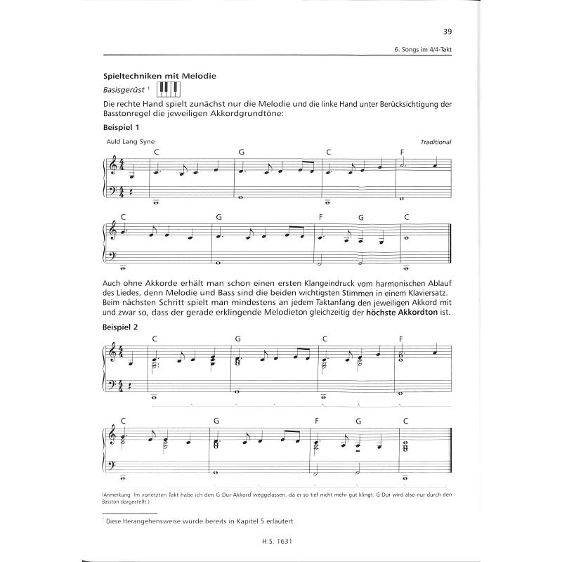 Song playing - patterns for piano
