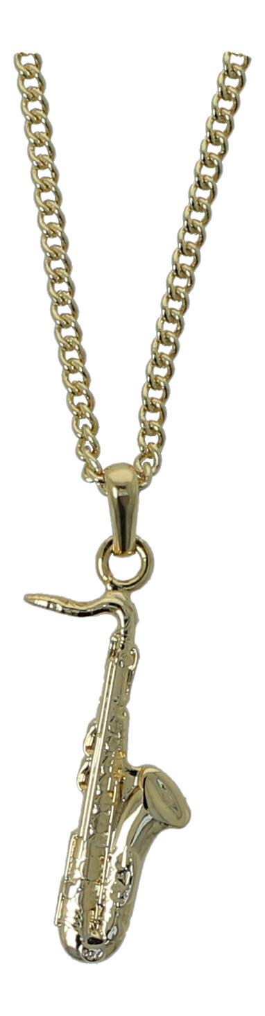Anhänger SAXOPHON Gold+Kette