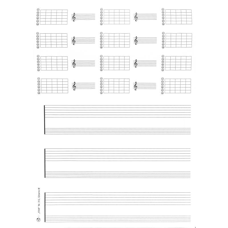 Notenblock für Gitarre mit TAB