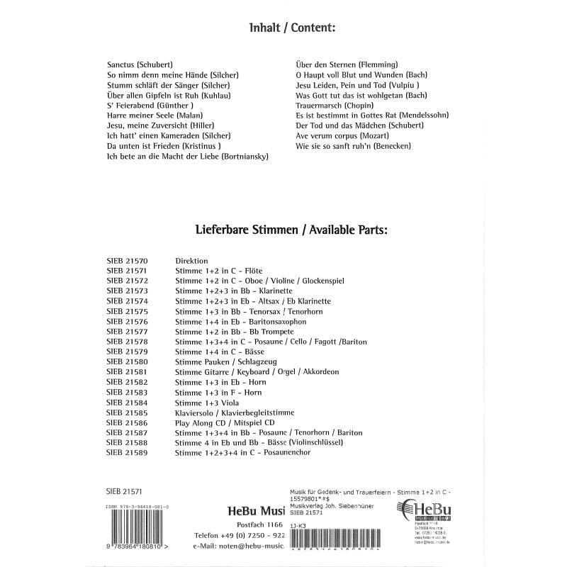 Musik für Gedenk und Trauerfeiern