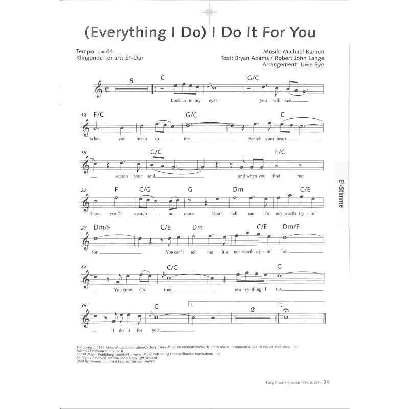 Easy charts play along - special 90's + 00's