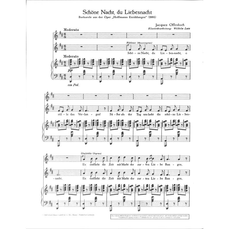 Schöne Nacht du Liebesnacht | Barcarole (aus Hoffmanns Erzäh