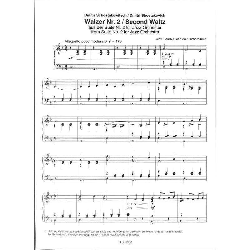Second Waltz (Walzer 2) aus Suite 2 für Jazz Orchester