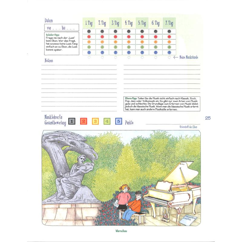 Agenda für junge Pianisten - Protokollheft für den Unterrich