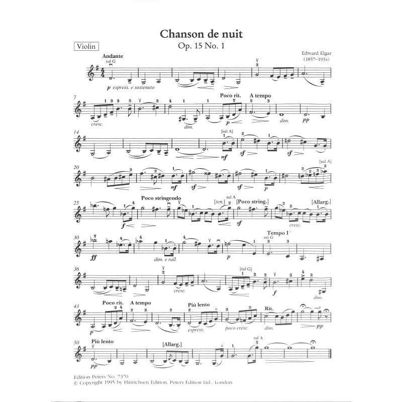 Chanson de nuit op 15/1 + Chanson de matin op 15/2