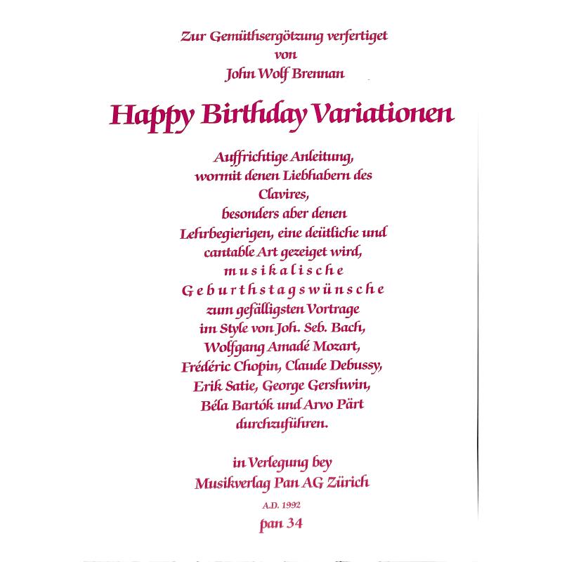 Happy Birthday Variationen