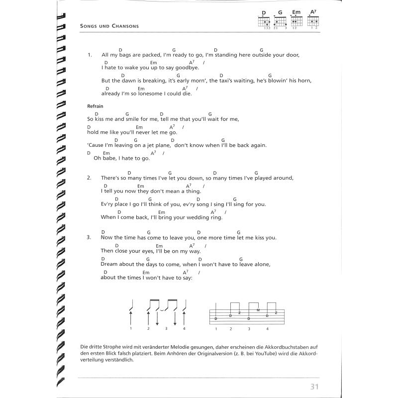 Lieder + Songs mit einfachen Gitarrengriffen
