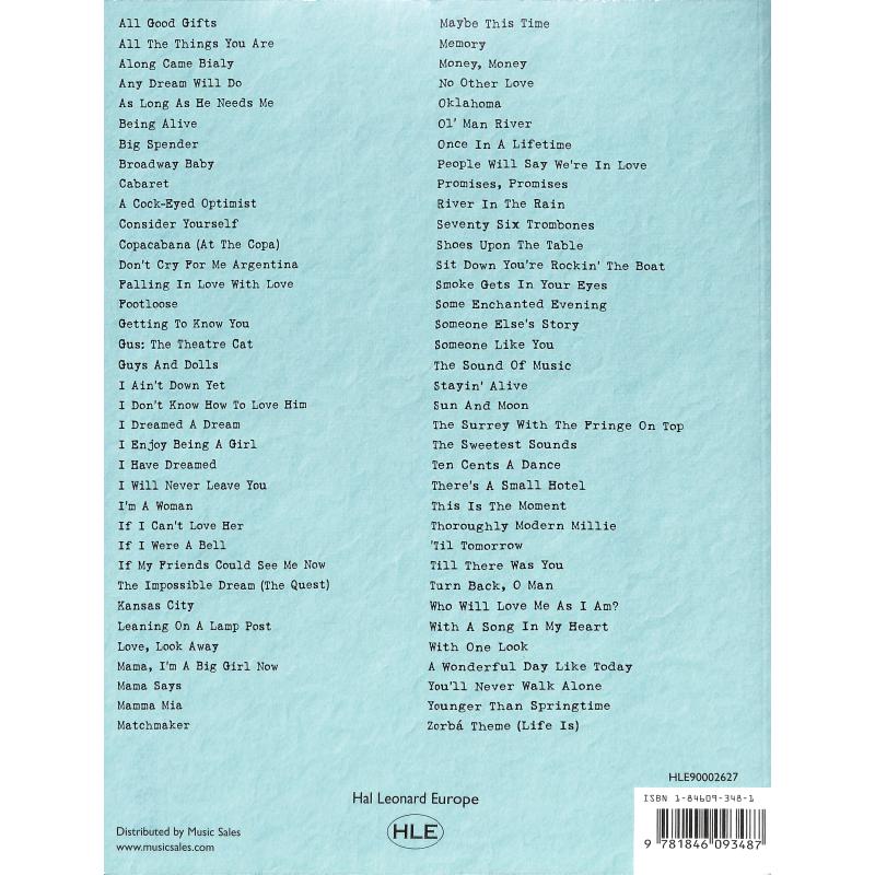 Budget books - Broadway songs