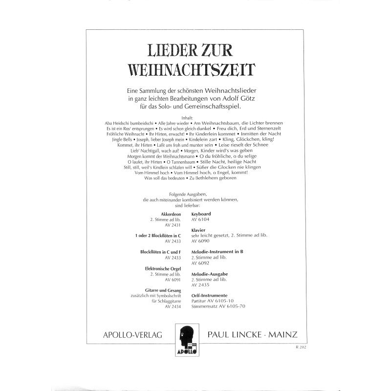 Lieder zur Weihnachtszeit