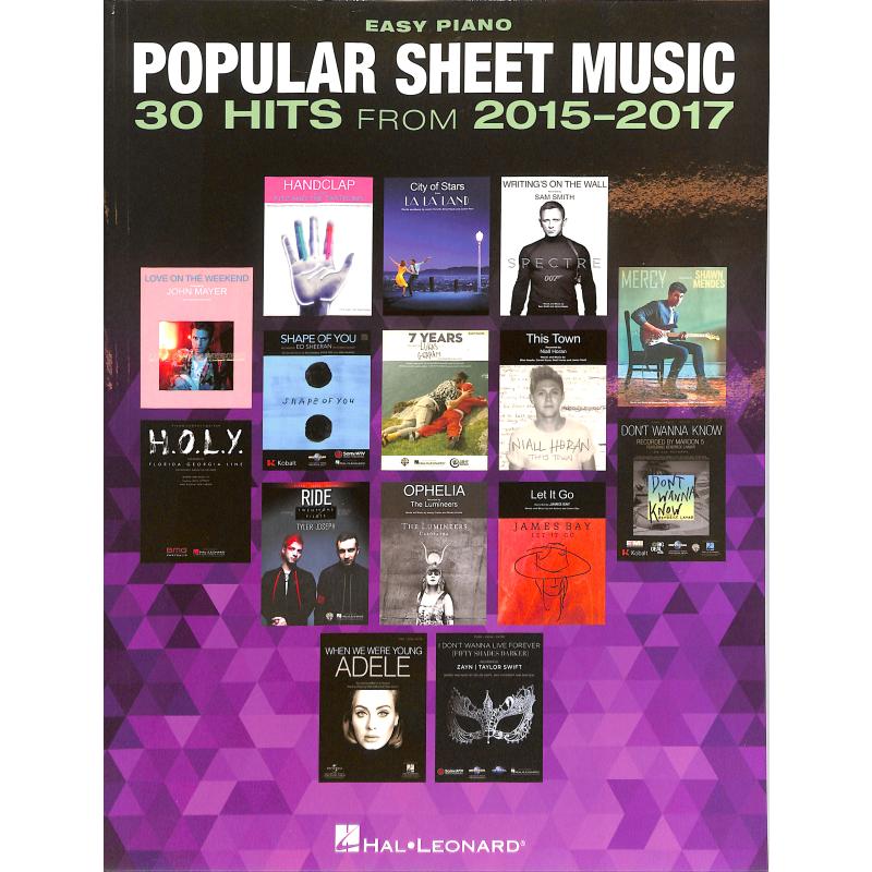 Popular sheet music - 30 hits from 2015-2017
