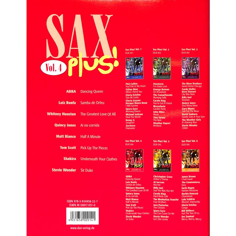 Sax plus 4 - Pop Songs for saxophone