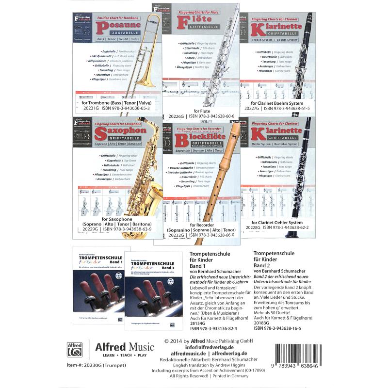 Grifftabelle Trompete | Fingering chart trumpet