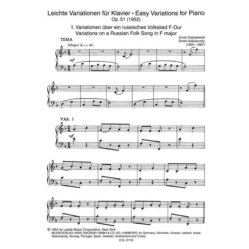 5 leichte Variationen op 51