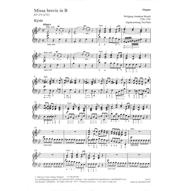 Missa brevis B-Dur KV 275 (272b)