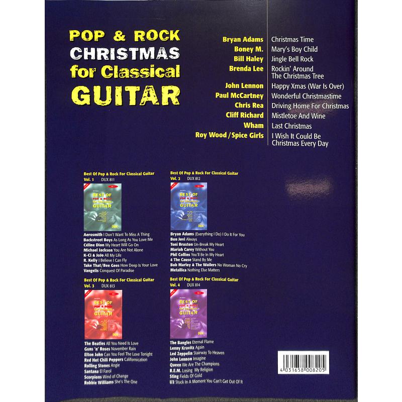 Pop + Rock christmas for classical guitar