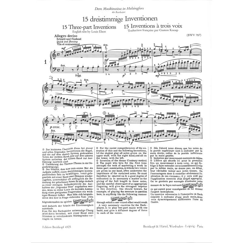 Dreistimmige Inventionen (Sinfonien) BWV 787-801