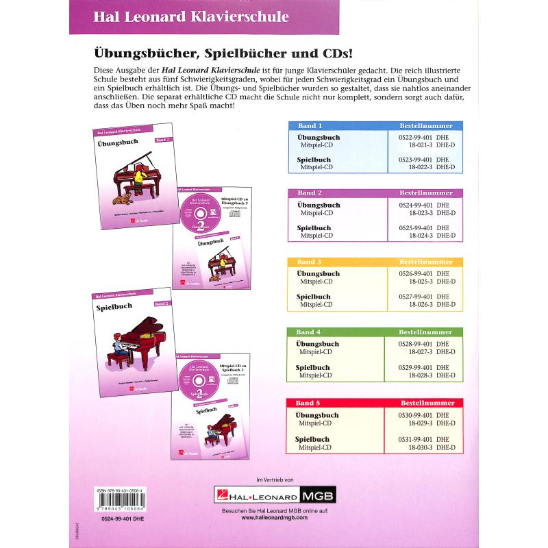 Übungsbuch 2 Hal Leonard Klavierschule