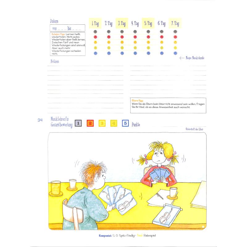 Agenda für junge Streicher | Protokollheft für den Unterrich