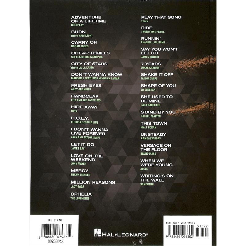 Popular sheet music - 30 hits from 2015-2017