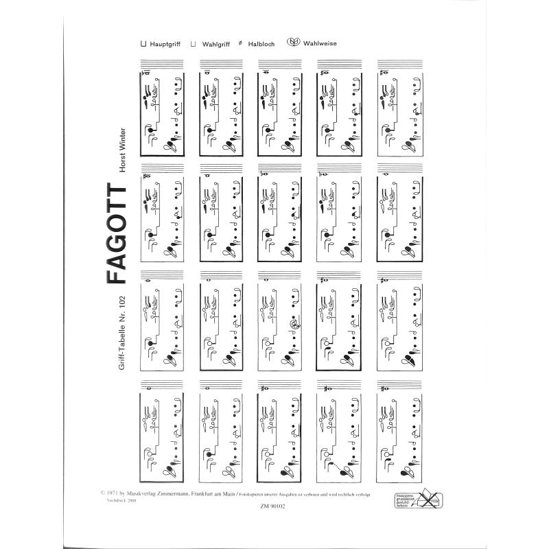Grifftabelle Fagott