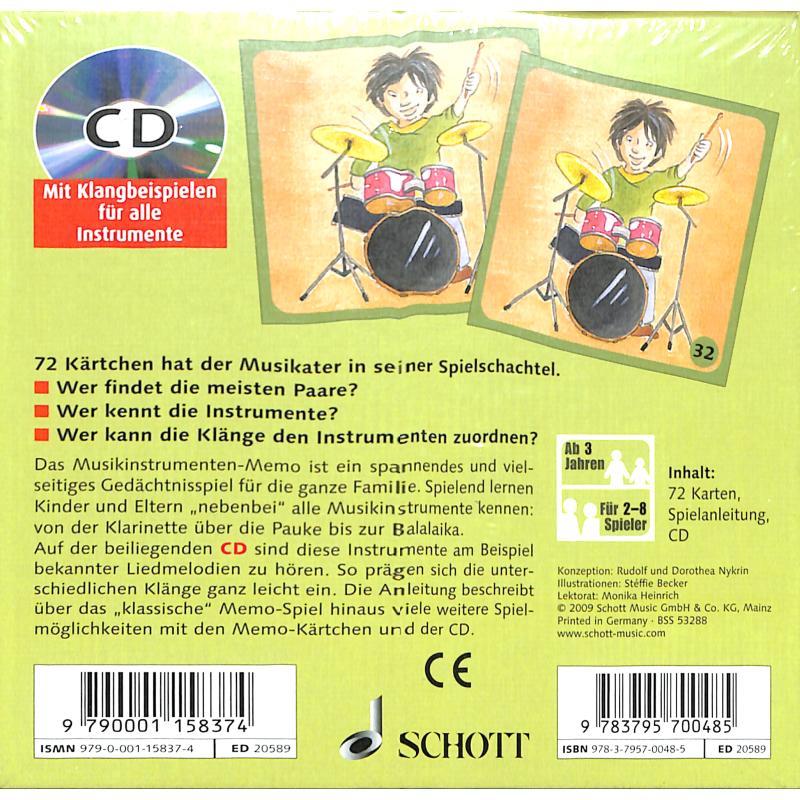 Musikinstrumenten Memo mit dem Musikater