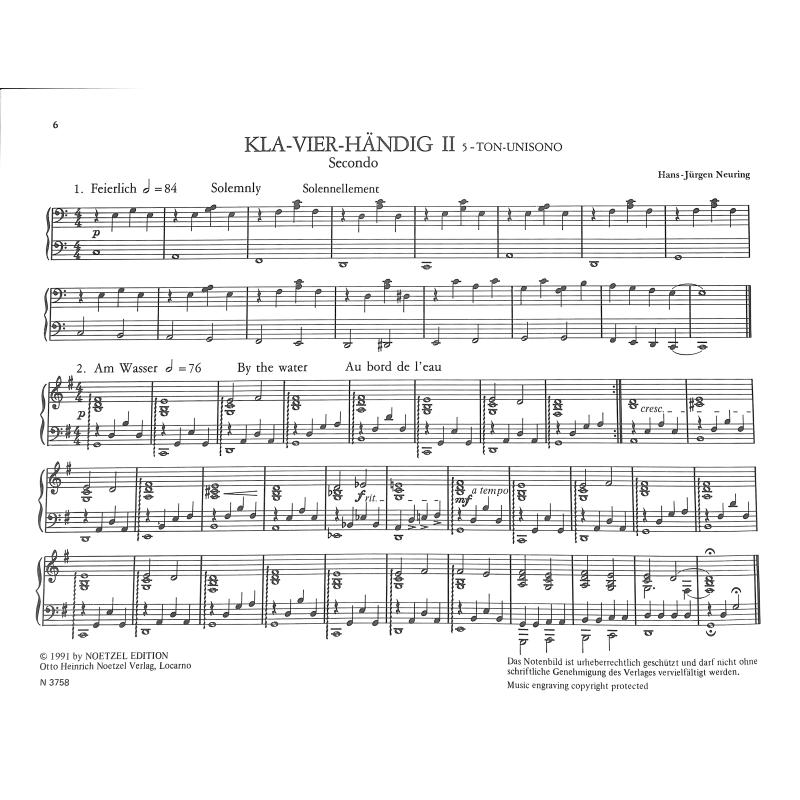 Klavierhändig 2 - 5 Ton unisono