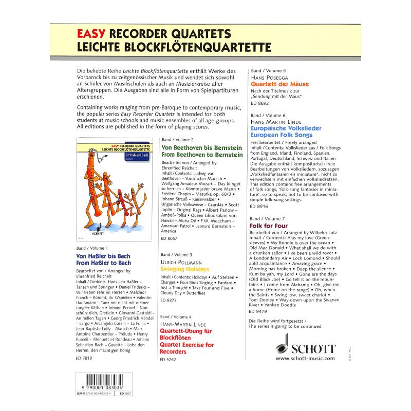 Leichte Blockflötenquartette - von Beethoven bis Bernstein