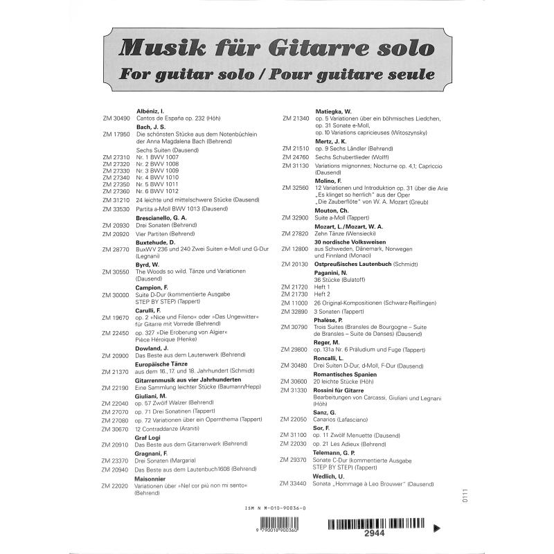 Grifftabelle Gitarre