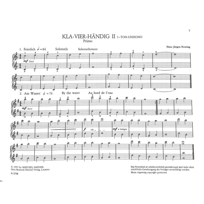 Klavierhändig 2 - 5 Ton unisono