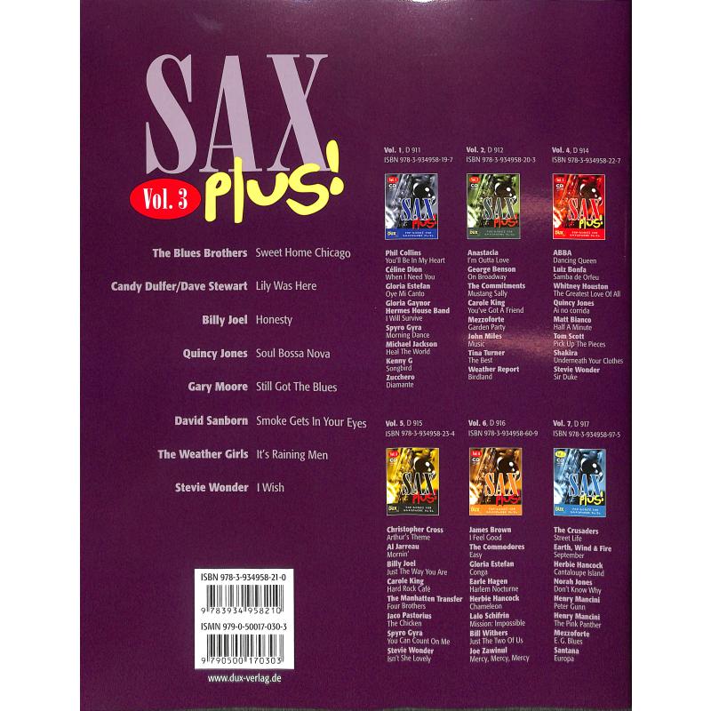 Sax plus 3 - Pop Songs for saxophone