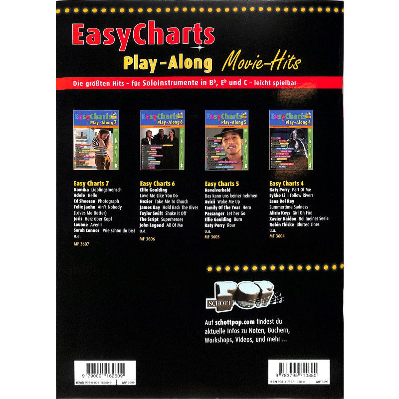 Easy charts | Play along movie hits