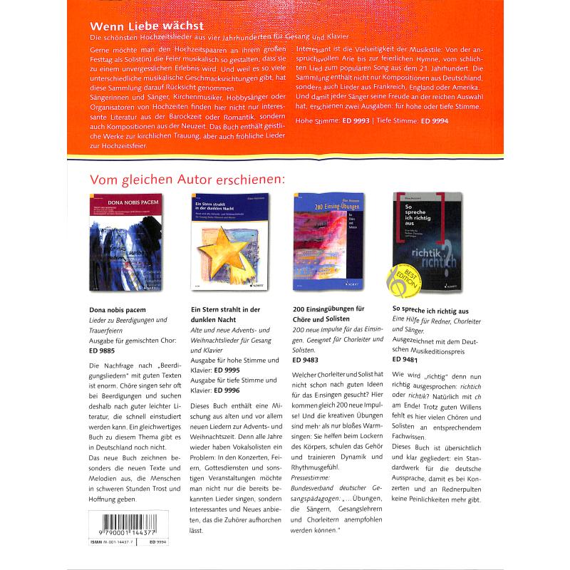 Wenn liebe wächst - Hochzeitsliederbuch